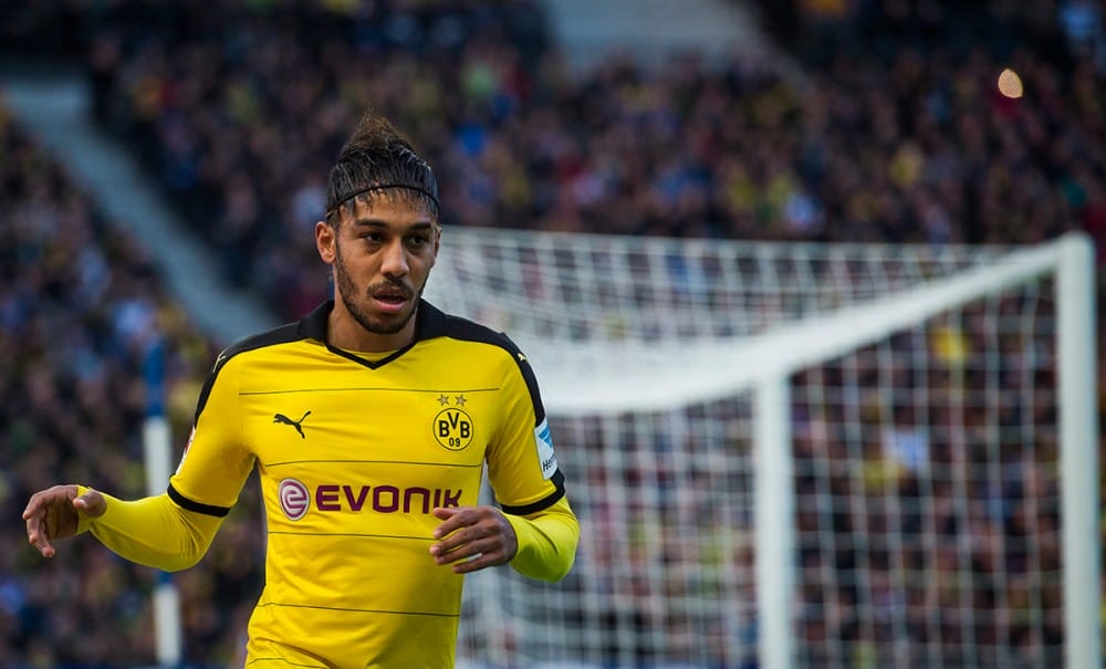 Pierre-Emerick Aubameyang in the game against Hertha BSC  (picture: ODD ANDERSEN / AFP / Getty Images)